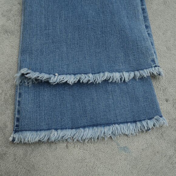 YMI Jeans Junior's Size 5 Blue High-Rise Super Flare Denim 32" Inseam Distressed - Picture 2 of 16